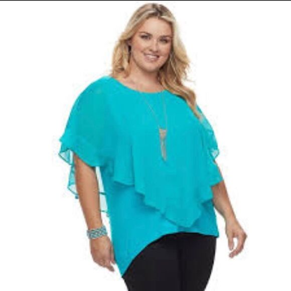 2/$20 APT 9 Crochet Popover Poncho Top - Picture 1 of 8